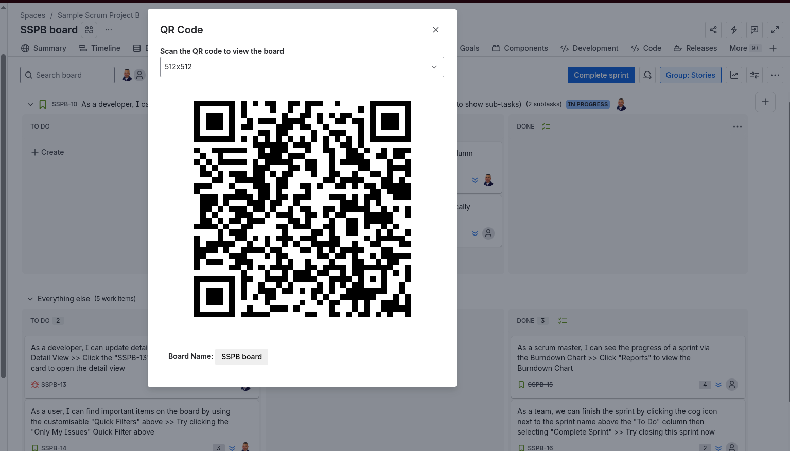 QR code action on a board